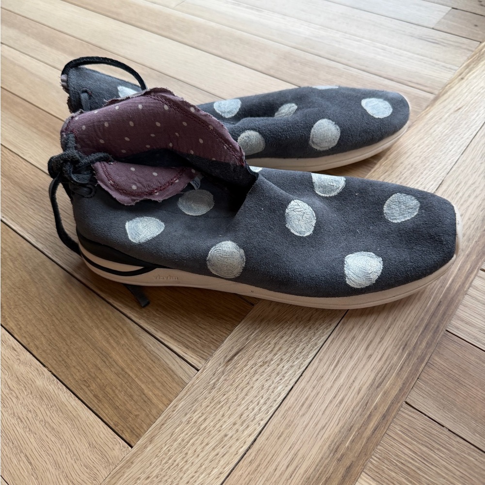 Visvim Gray and White Polka Dot Shoes